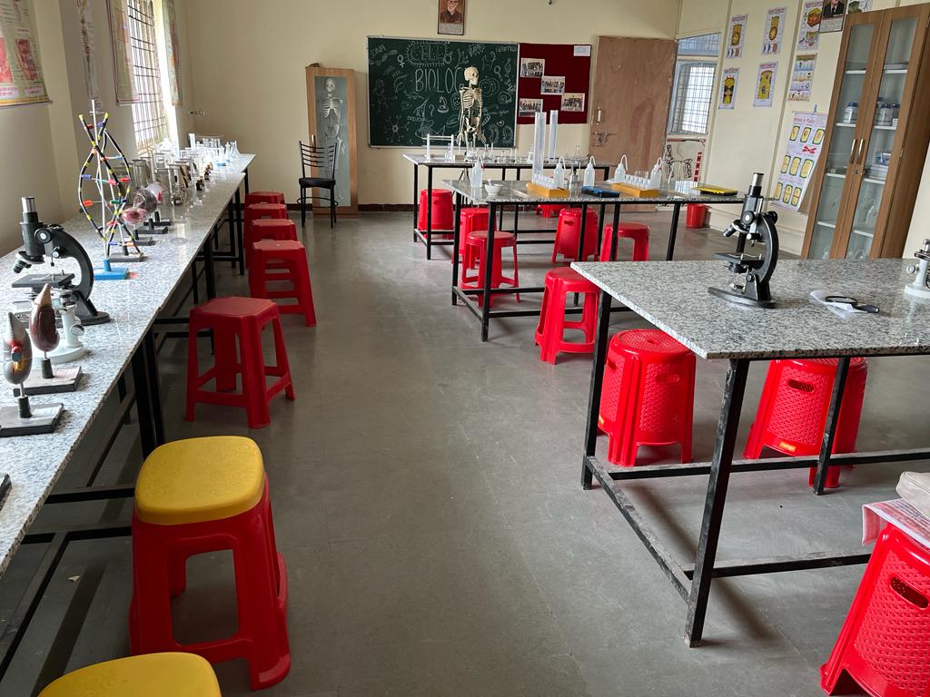 Modern physics laboratory at Udaan Academy featuring experimental equipment, measuring instruments, and hands-on learning setups for science students
